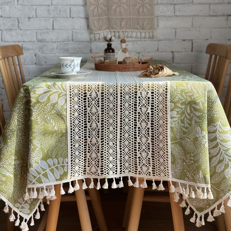 森系树叶碎花棉麻蕾丝桌布布艺复古茶几阳台餐边桌盖巾民宿定做,居家布艺,桌布,淘宝优惠券,粉丝福利购,淘宝优惠卷