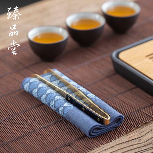 臻品堂 茶巾茶夹两件套组合家用套装功夫茶具配件泡茶工具零配件