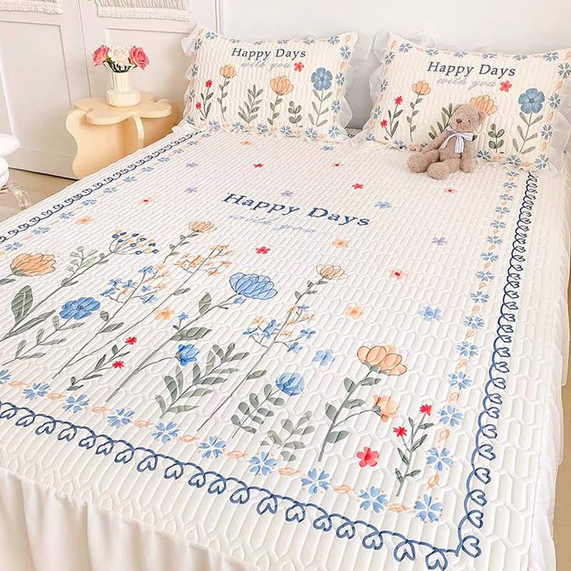 乳胶凉席床裙款三件套夏季床上凉感冰丝空调软席子单人可水洗少女,床上用品,乳胶席,淘宝优惠券,粉丝福利购,淘宝优惠卷