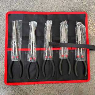 加长尖嘴钳5PCS帆布袋套转 280MM尖钳尖口钳弯头O型角度钳子 11寸