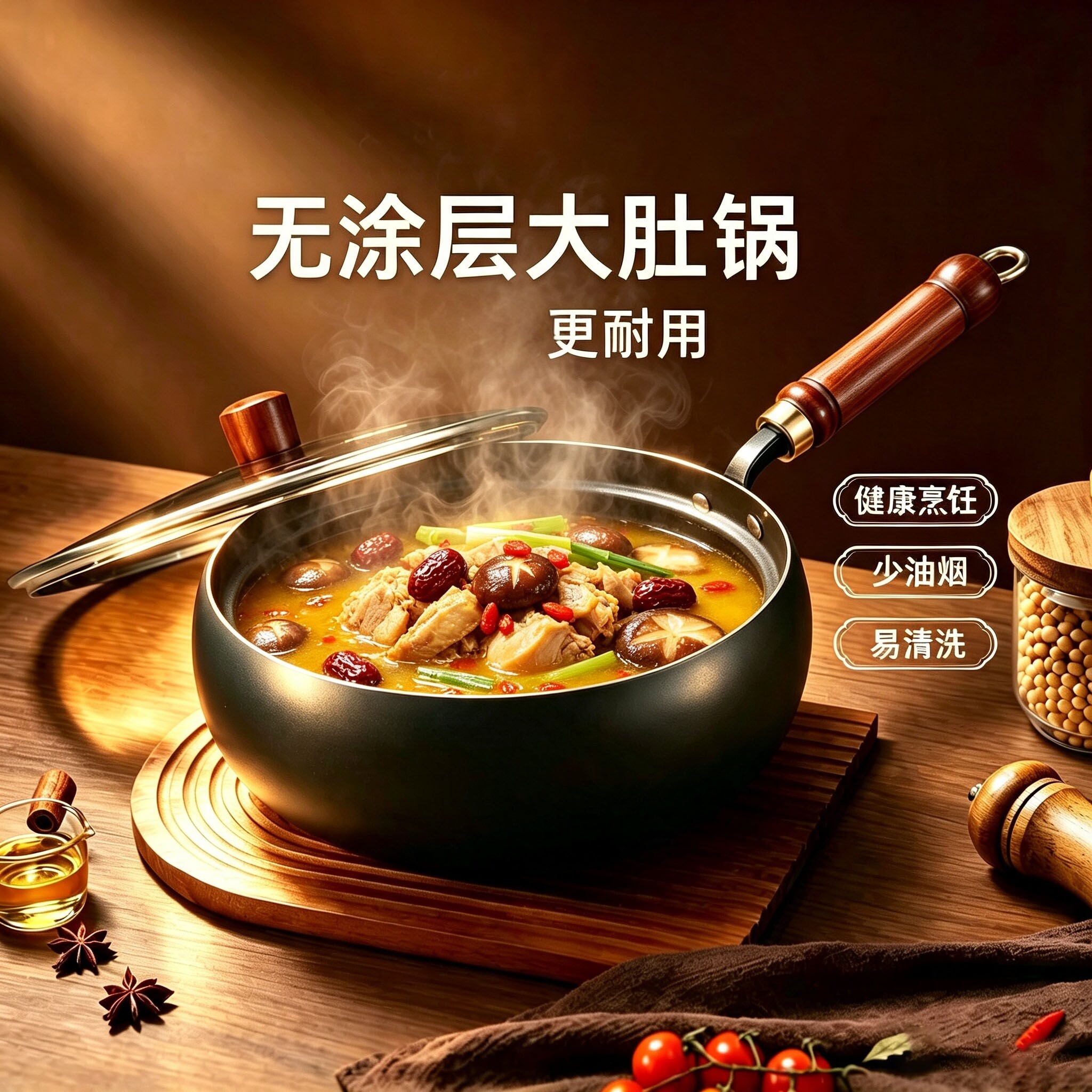 贝森德精铁28cm锅加厚大肚锅图片