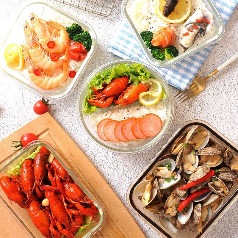 微波炉加热密封盒大容量水果盒子冷藏带盖保鲜盒大号加厚玻璃饭盒