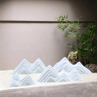 雪浪石切片组合白色景观庭院造景室内橱窗布置仿真石头假山摆件饰