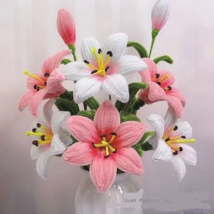 扭扭棒diy材料包加密绒扭扭棒百合花全套材料送教程成品花束