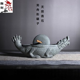 惠安石雕天然青石头老式石碾子研磨器手工茶玩药碾子家用茶具碾槽