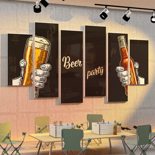 酒吧墙面装饰画工业风复古清吧挂画创意烧烤店海报壁画露营风气氛