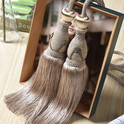 宝泽 窗帘挂球双球窗帘绑带绑绳吊球挂件流苏窗帘扣田园吊穗