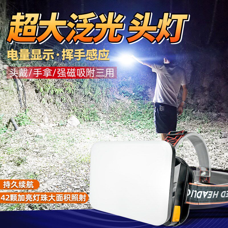 强光头灯充电超亮头戴式超长续航感应大泛光安全帽专用工作散光灯