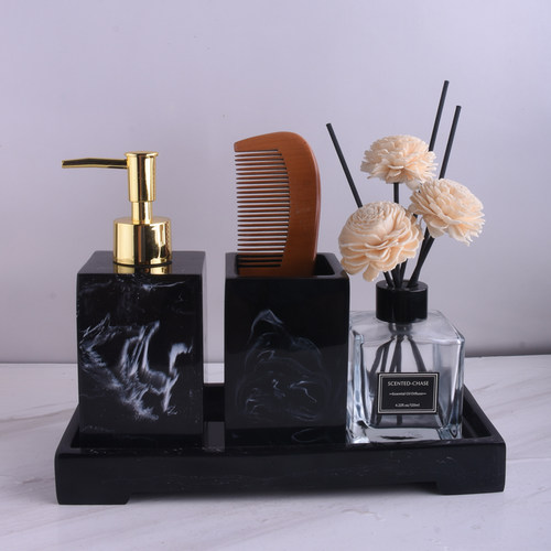 样板房卫生间浴室柜摆件洗手台洗漱套装托盘香薰饰品民宿公寓软装