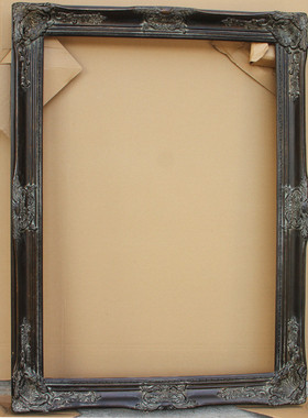 欧式风格实木角花框油画框黑色做旧复古画框定制宽度9.5cm厚度5cm