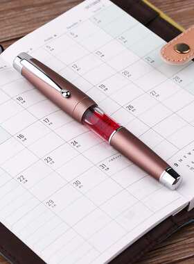 MOONMAN末匠T2金属按压弹力活塞吸墨成人学生商务书写透明钢笔