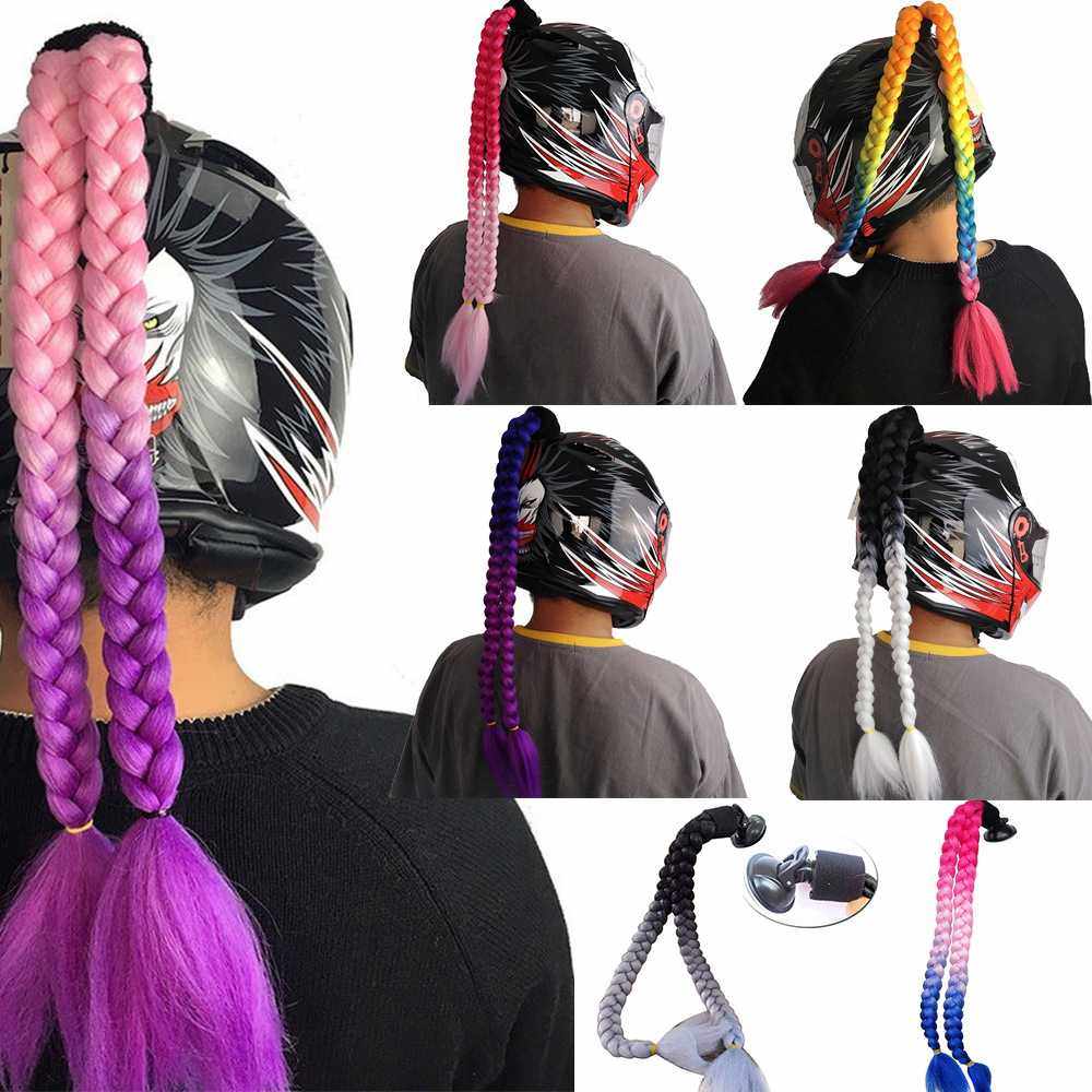 头盔吸盘式彩色双条粗马尾辫装饰机车骑行头盔饰配,美发护发/假发,马尾,淘宝优惠券,粉丝福利购,淘宝优惠卷