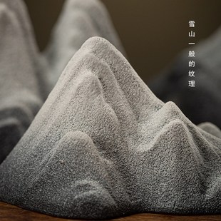 禅意白石头创意雪山微景观造景陶瓷客厅新中式 饰品 假山鱼缸造景装