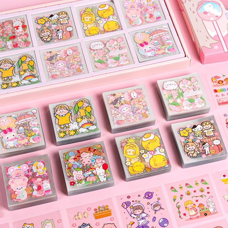 1000张手帐贴纸套装可爱人物彩色手账素材大礼包少女心初学者便宜