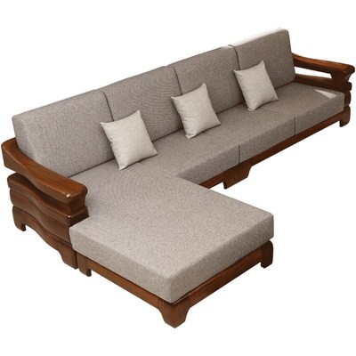 顺心家具 实木沙发组合中式客厅海棠木实木转角沙发组合