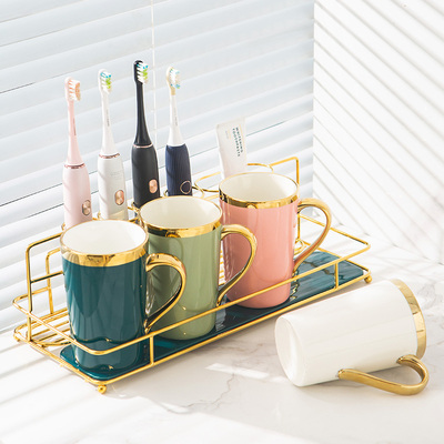北欧刷牙杯子家用高档洗漱杯牙刷杯置物架一家三口四口漱口杯