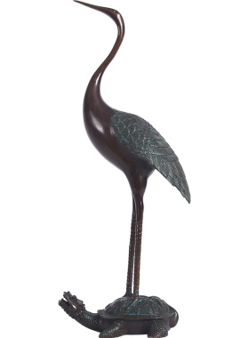 铜欣祥纯铜龟鹤长寿龟鹤摆件仙鹤寿星礼品送老人祝寿贺礼客厅摆件