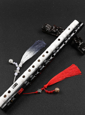 竖笛6孔黑色成人笛子儿童高级专业演奏直笛g调精制白色六孔苦竹笛