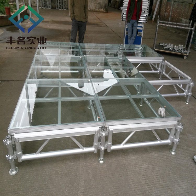 钢化玻璃舞台 出口亚克力板有机玻璃拼装舞台 plexiglass stage