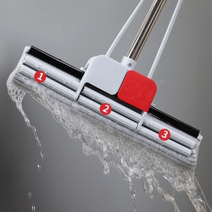 开普特海绵拖把家用免手洗吸水胶棉拖38cm大号滚轮挤水拖布一拖净