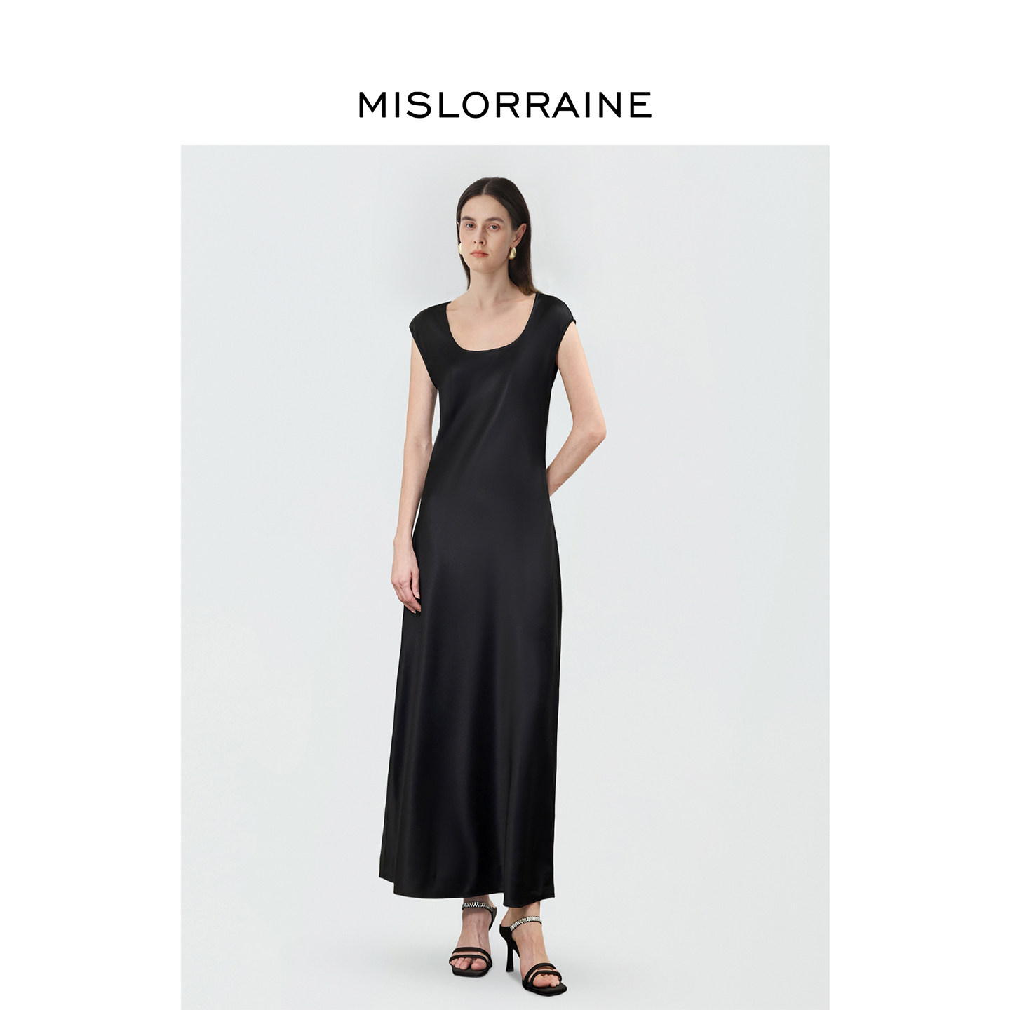 MISLORRAINE真丝U领高级感连衣裙