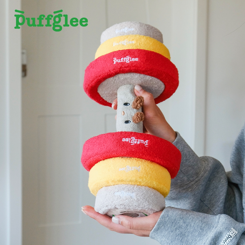 Puffglee毛绒哑铃健身器材可拆卸组合创意潮玩摆件玩具男女友礼物