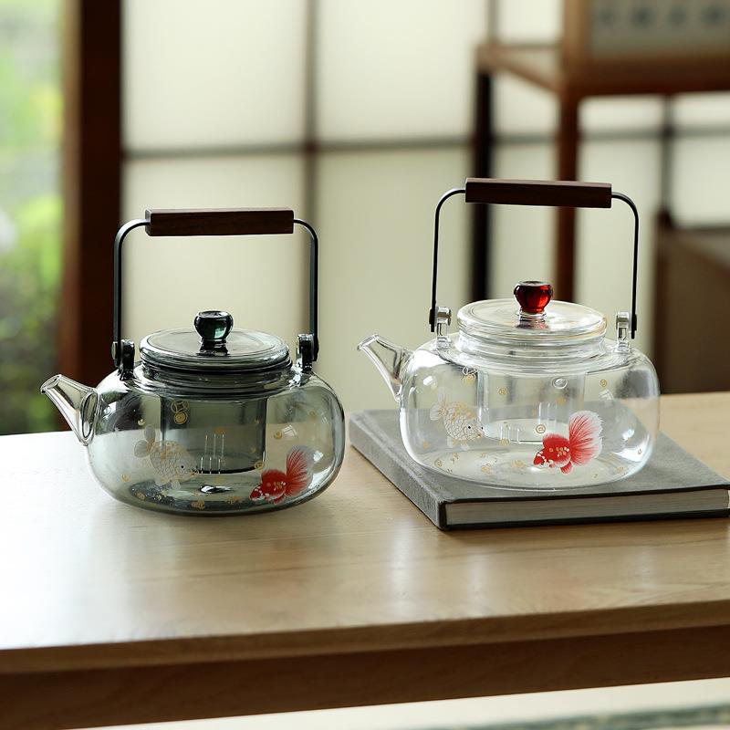高硼硅玻璃煮茶壶加厚耐高温家用泡茶提梁壶电陶炉加热养生烧水壶