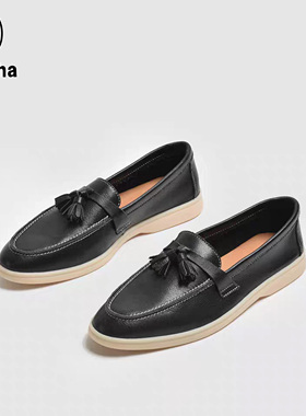 【大L外贸专属】四季款真皮日常通勤平底女士流苏乐福鞋BTZ0119