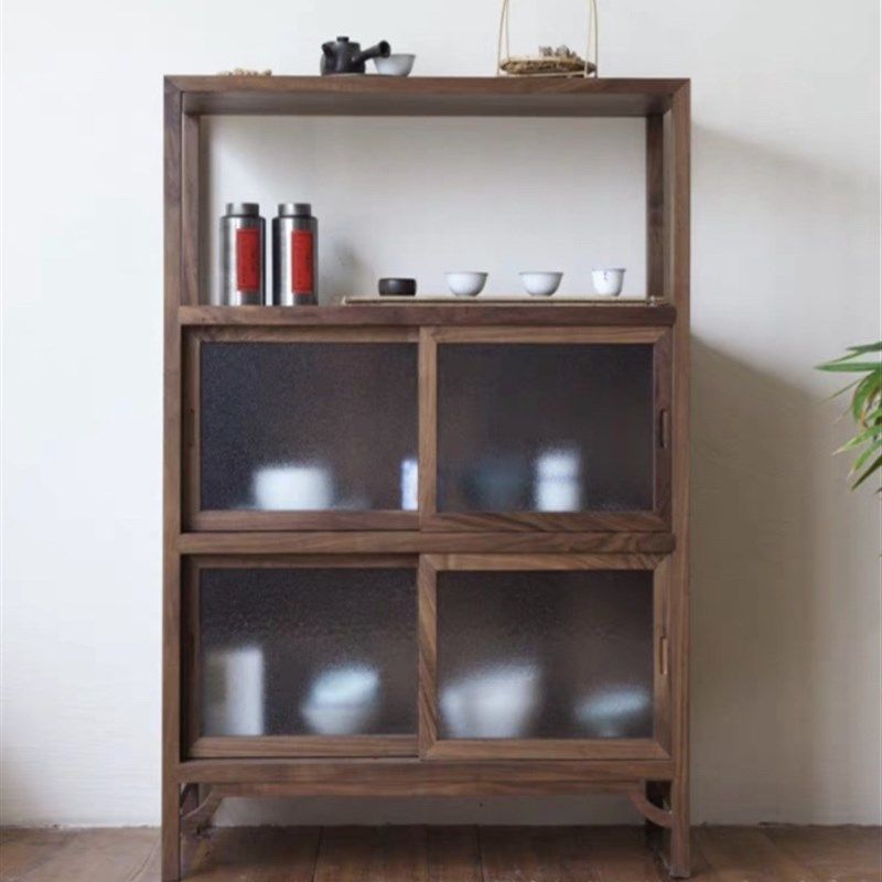 榆木边柜苍山雪茶桌展厅搭配款同款