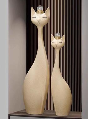 招财猫大号摆件高档客厅意式家居客厅入户玄关电视柜旁竖长装饰品