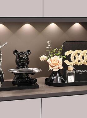 现代高级感客厅电视柜入户门钥匙收纳玄关摆件鞋柜玫瑰香薰装饰画