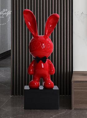 电视柜摆件客厅落地大型公仔时尚个性love兔子商场酒店咖啡馆装饰