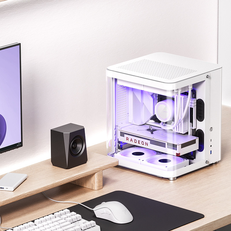 TK-1 星舰仓鱼缸台式小机箱海景房M-ATX全侧透玻璃电脑水冷