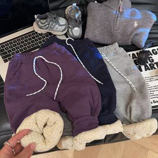 儿童秋冬抗寒加厚棉裤女童宽松加绒休闲裤子男宝宝四层夹棉运动裤