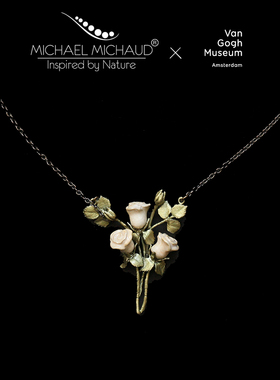 梵高艺术家系列白玫瑰花朵项链