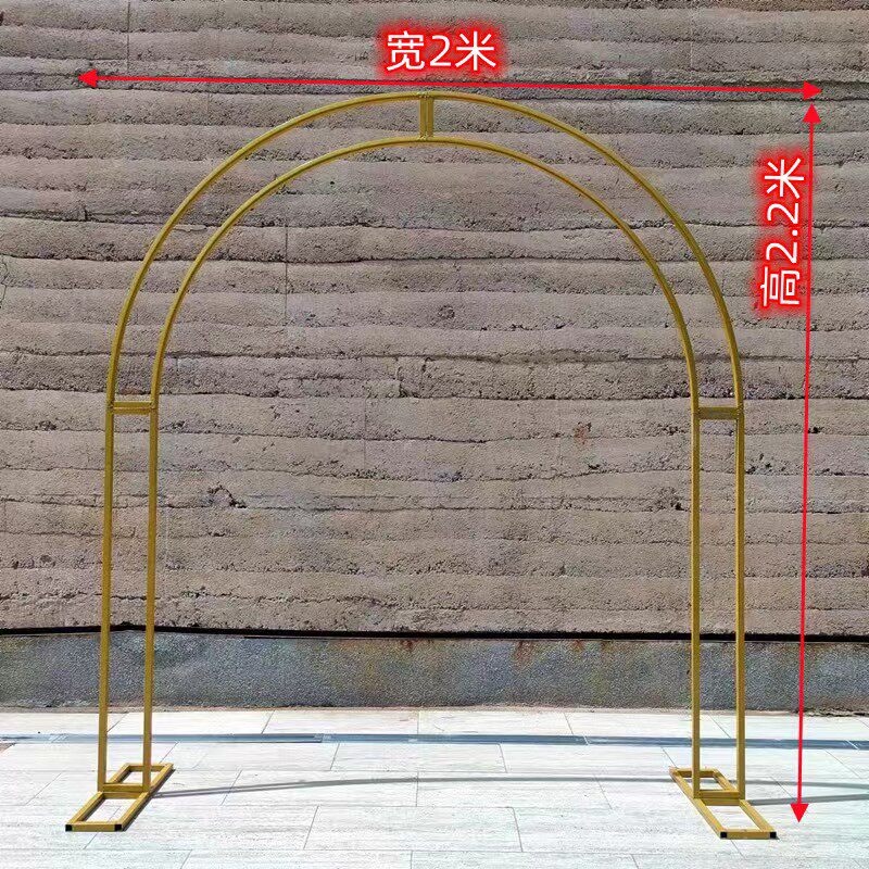 新款婚庆道具铁艺弧形双杆户门外拱婚礼场景庆典布置仿真绢花架子