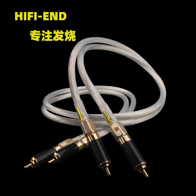 荷兰进口5NOCC单晶银线基发烧音频线双RCA连接音响胆机莲花信号线