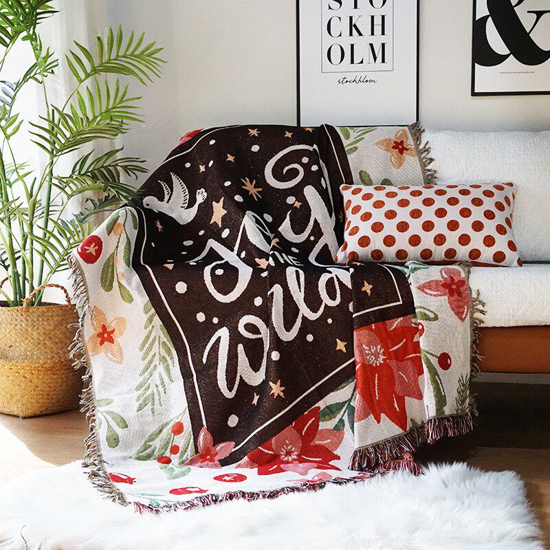 客厅简约沙发毯沙发巾单人沙发套盖毯时尚防尘罩圣诞节日出口毯子