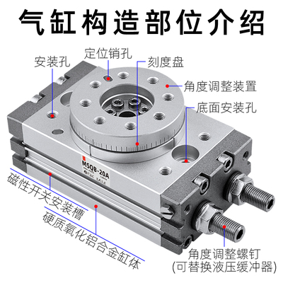 S转C90度180度气动HRQ摆动旋MA缸MSQB-3A7A10A20A30A50A70气100A