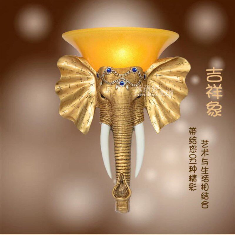 欧式复古动物头大象壁灯电视墙背景墙壁装饰创意壁挂客厅玄关卧室