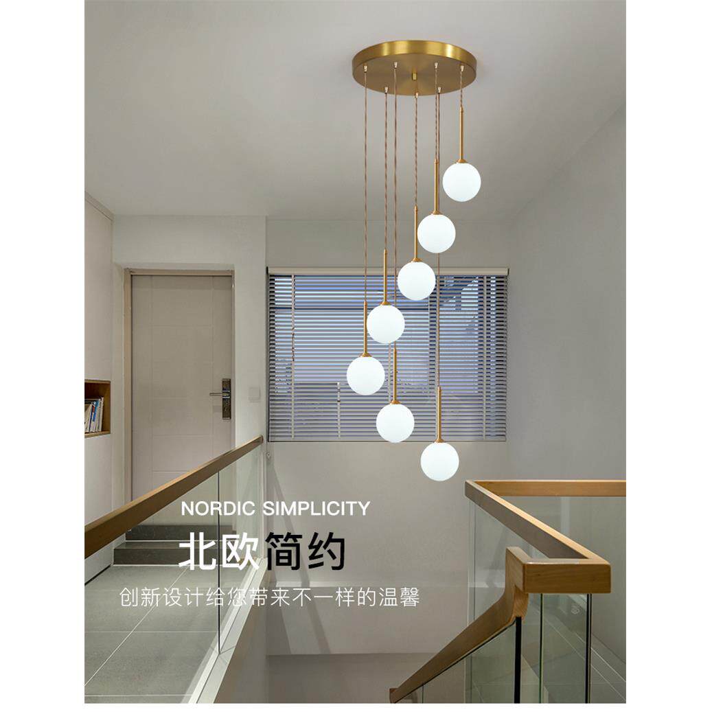 北欧黄铜卧室床头小吊灯现代简约服装店餐厅吧台玻璃圆球形长线灯