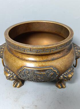 2023古玩收藏仿古龙凤香炉家居装饰铜香炉摆件创意礼品工艺品