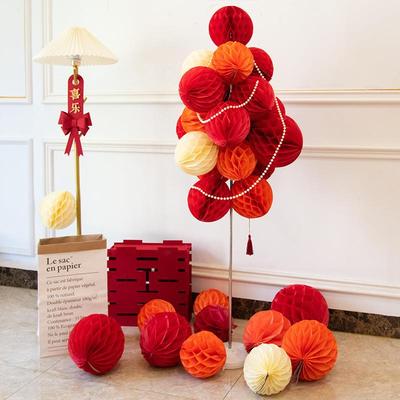 结婚房布置路引装饰婚庆婚礼房套装饰卧室客厅场景酒店蜂窝球立柱