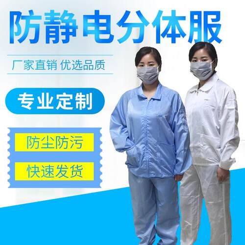 英美科防静电分体服 无尘服上衣不带帽防护服 翻领分体劳保工作服