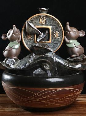 陶瓷工艺品摆件流水喷泉客厅会所卧室加湿器创意家居瓷器