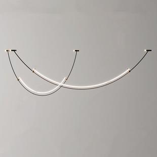 后现代设计师线条餐厅吊灯极简卧室展厅样板间灯创意弧形客厅吊灯