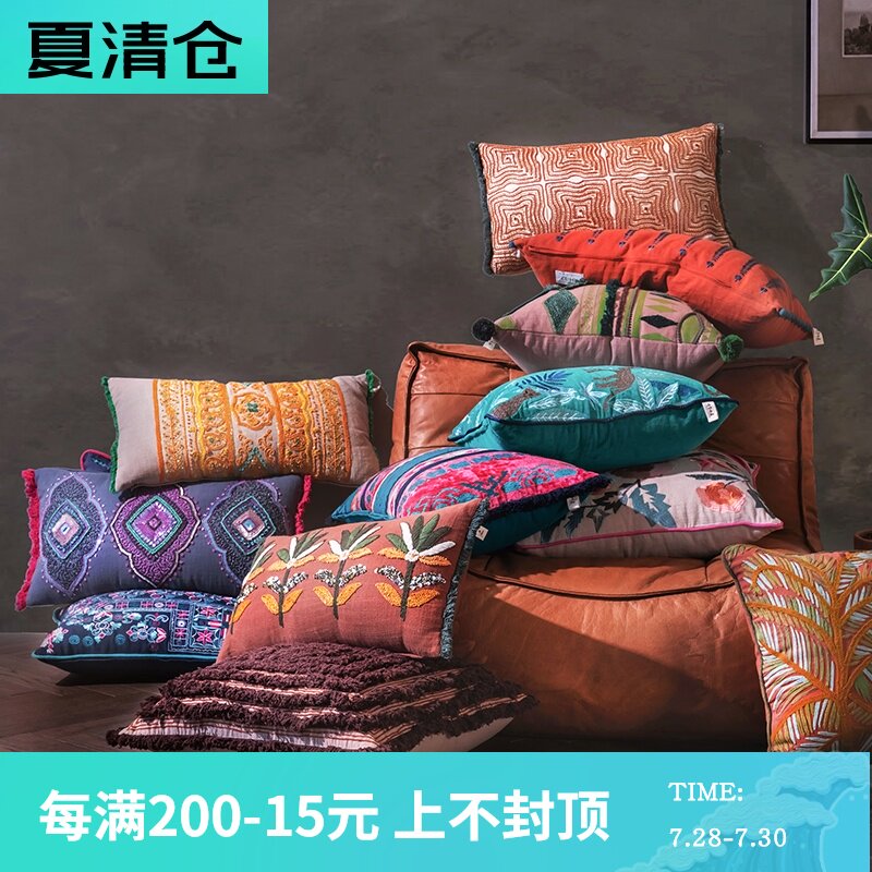 视觉味道原手亚工刺绣波西米创法式绣花抱枕客厅沙发靠垫异域民宿
