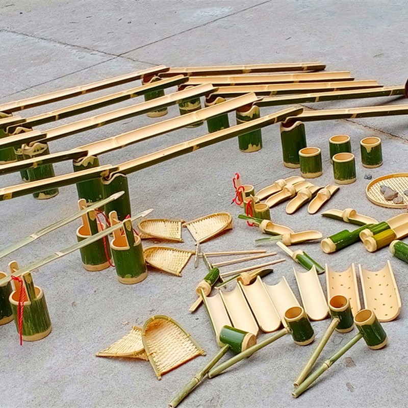 竹水渠池流水管玩具幼水园儿童沙水引玩水区工具竹子玩沙戏儿器材