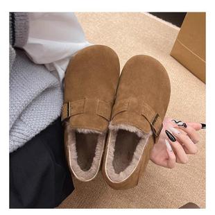 加厚保暖厚底雪地棉鞋 冬季 毛毛鞋 女新款 加绒全包勃肯鞋