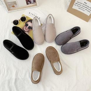 面包鞋 纯色懒人简约毛毛鞋 韩版 秋冬保暖加绒棉鞋